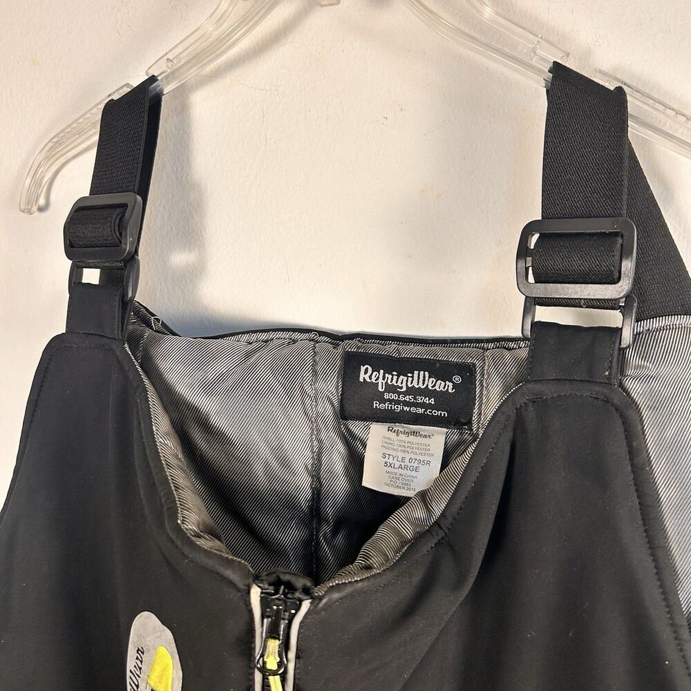 RefrigiWear 0795R Insulated Freezer Bib Overalls Black Size 5XL Cold Weather - Picture 7 of 14